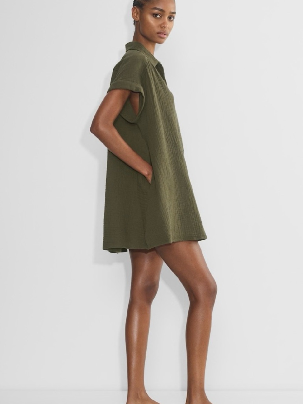 Aritzia Little Moon Lakehouse Shirt Dress Double Gauze Cotton Size L